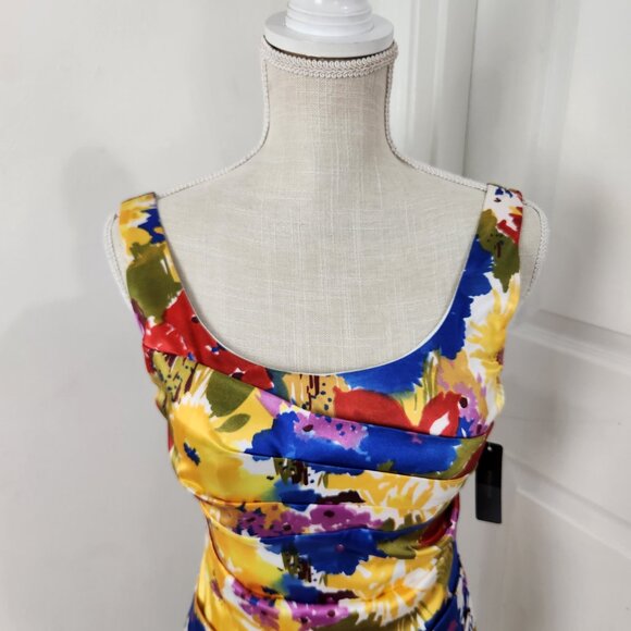 Bisou Bisou Dress Womens 4 Floral Layered Pleats Resortwear Party Wedding Guest - Picture 2 of 15